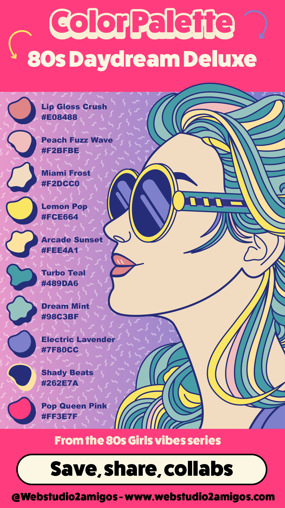 From 80s girls vibes Series Big glasses, bigger colors. Retro glam neon nostalgia.