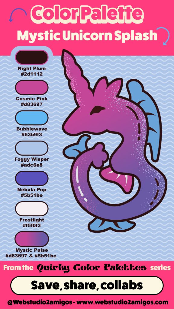 Mystic Unicorn Splash From the Pastel Pop Fabletales Series A dreamy, cotton-candy palette for unicorn believers and fantasy illustrators.