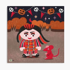 City Girl Halloween with mouse skulls and pumpkins-canvas-print 2