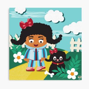 City girl with cute dog in parkcanvas-print