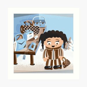 Girl on a shopping spree-art-print 2